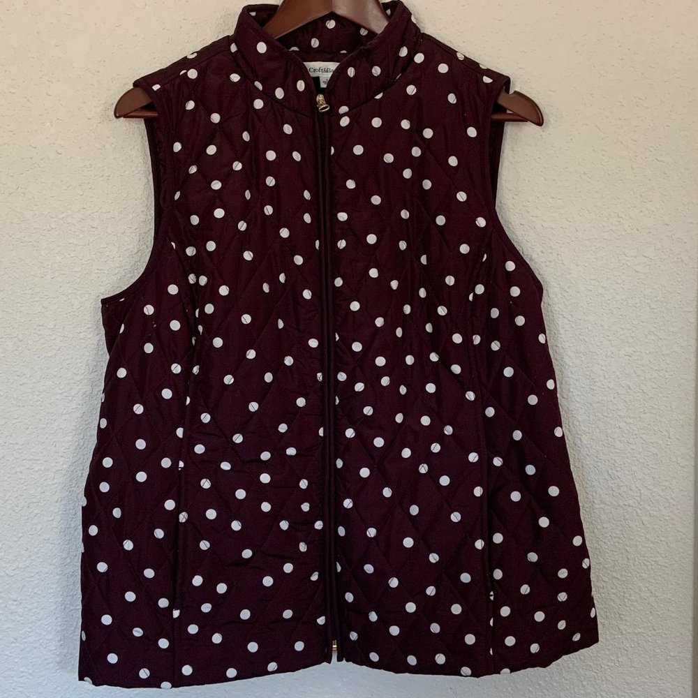 Maroon/White Polkadot Vest